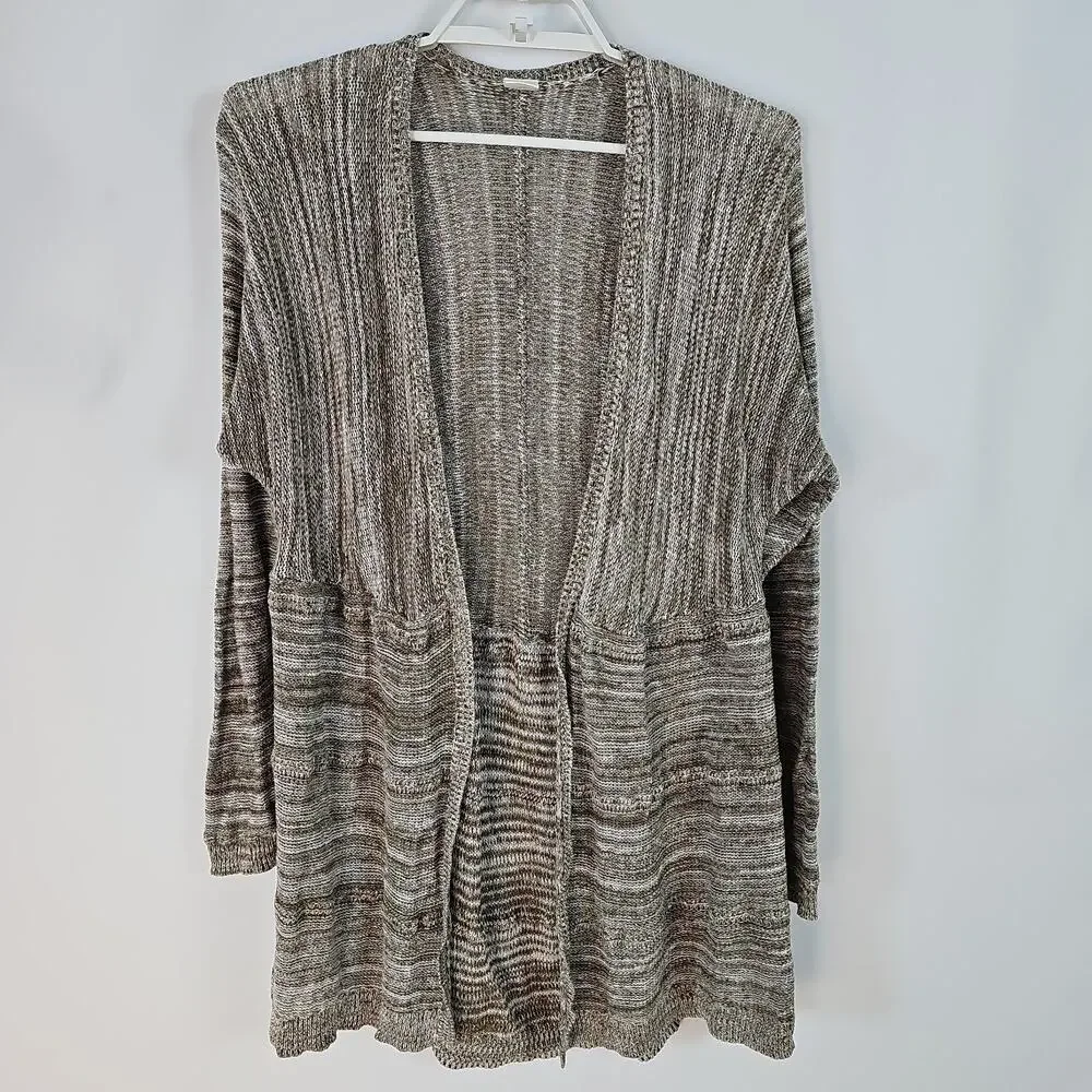 Wild Pearl Women Size Small Green Open Front Waffle Knit Cardigan Sweater/Cotton